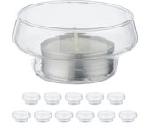 Relaxdays pack 12 portavelas flotantes, soportes velitas de té, 3,5x6,5 cm, decoración estanque y piscina, transparente