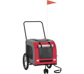 Remolque de bicicleta mascotas hierro tela oxford rojo gris cfw45255