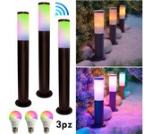 3x farola lámpara negro jardín camino luz ip44 led lámpara e27 smart wifi regulable rgbw app alexa google tamaño 50cm
