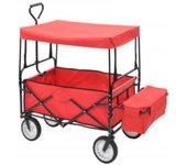 Carrito de mano plegable de acero con capota rojo