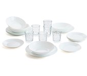 Set 18 platos opal y 6 vasos vidrio arcopal zelie 25x20x19cm/25cl - transparente