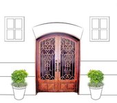 Puerta doble artesanal metálica de entrada para exterior, de dos hojas, de hierro forjado, hecha a mano, mod rustic