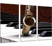 Saxofon y piano, duo musical, impresión fotográfica sobre madera, cuadro moderno decorativo