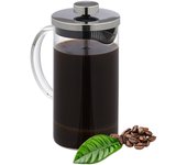 Relaxdays prensa francesa, cafetera manual, infusor, 600ml, vidrio y acero inoxidable, preparador té, transparente/plata