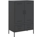 Aparador | aparador de comedor | armario de cocina de acero laminado en frío negro 68x39x101,5 cm cfw75549