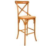 Taburete de madera y asiento de ratan