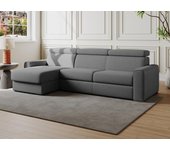 Sofá cama esquinero reversible tipo italiano de tela gris - cama de 140 cm - colchón de 18 cm - vizir
