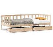 Cama para adulto | cama individual | sofá cama con cajones madera maciza de pino 90x190 cm cfw69831