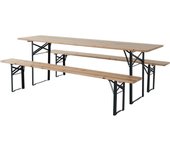 Mesa de jardín plegable tipo brasserie con 2 bancos lisboa - 218 x 59,5 x 75 cm - marrón