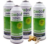 Pack 4 botellas gas refrigerante gasica d2 - r12 r134a + llave de servicio