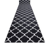 Alfombra de pasillo con refuerzo de goma enrejado trébol marroquí negro trellis 57 cm 30350 57x1350 cm