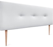 Dhome cabecero de polipiel liso con botones y patas tapizado de alta gama cabezal lujo cama dormitorio moderno acolchado (blanco, 135cm)
