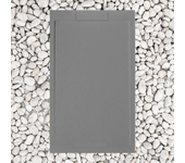 Plato de ducha 135x90 cm gris línea vulcano slim en resina y polvo de mármol - frascio con rejilla lateral en resina de mármol - frascio