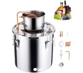 Vevor destilador 30l, caldera de acero inoxidable para alcohol y agua con serpentina de cobre y termómetro, kit para vino whisky, uso casero