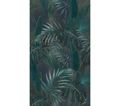 Papel pintado de hojas costilla de adán verde y fondo verde oscuro 391803