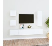 Set de muebles para tv 5 piezas madera contrachapada blanco