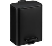 Relaxdays cubo de basura baño 5 litros, papelera con tapa, acabado mate, con pedal, cubo extraíble, negro