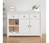 Aparador | aparador de comedor | armario de cocina de madera maciza de pino blanco 100x35x74 cm cfw11461