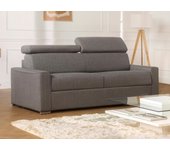 Sofá cama de 3 plazas de tela de apertura rápida vizir - gris - cama de 140 cm - colchón de 18 cm con memoria de forma