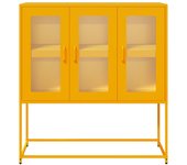 Aparador | aparador de comedor | armario de cocina de acero laminado en frío amarillo 100,5x39x107 cm cfw92240