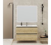 Conjunto de baño gloom | mueble de baño suspendido | 90 cm nature| dos cajones | lavabo encastrado | mueble montado | alday