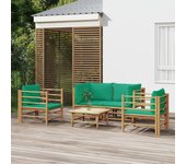 Maison exclusive - set de muebles de jardín 5 piezas bambú con cojines verde