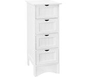 Ml-design armario de suelo con 4 cajones 30x81x30 cm gabinete de baño con espacio de almacenamiento mueble estrecho de madera mdf blanca estilo rústic