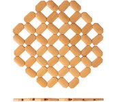 12x salvamanteles de madera natural de bambú h&h de forma octogonal 19x19 cm.