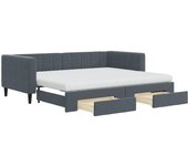 Sofá cama nido con cajones terciopelo gris oscuro 90x200 cm