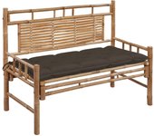 Banco de jardín con cojín bambú 120 cm