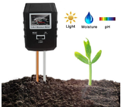 Medidor de ph del suelo, mejora 3 en 1 probador de humedad/luz/ph del suelo, perfecto para jardín, césped, granja (negro)