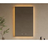 Espejo de baño rectangular con luz antivaho - 50 x 80 cm - masua
