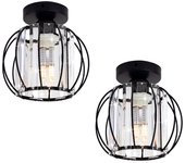 Juego de 2 mini lámparas semiempotradas, candelabro de cristal estilo granja moderno y pequeño para dormitorio, baño, pasillo y sala de estar.