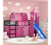 Vidaxl cama alta para niños con torre madera pino rosa 90x190 cm