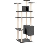 Rascador para gatos con postes de sisal gris oscuro 162 cm