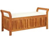 Banco almacenaje jardín | silla de jardín con cojín madera maciza de acacia 126cm cfw32034