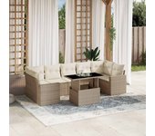 Conjunto de muebles de jardín de ratán beige de 8 piezas con cojines vidaxl
