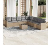 Conjunto de muebles de jardín de ratán beige de 10 piezas con cojines vidaxl