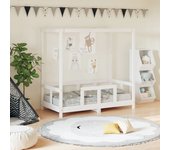 Estructura de cama infantil blanca de madera maciza de pino 70x140 cm
