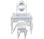 Tocador | mesa tocador | tocador de maquillaje con espejo y taburete 7 cajones blanco cfw64749