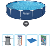 Paquete de piscina - bestway - alrededor - 396x396x84 cm + accesorios cb66