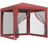 Tienda de jardín | carpa para fiestas con 4 paredes de malla hdpe rojo 2,5x2,5 m cfw310778