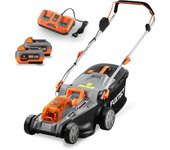 Cortacésped a batería 40v (2x20v) - fuxtec fx-e2rm43 - ancho de corte 43cm, 2 baterías li-ion 4ah, cargador dual 2,4a, contenedor de