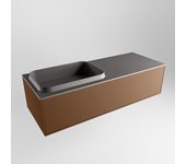 Mondiaz erin 120cm mueble de baño color rust con 1 cajón. con lavabo ridge izquierda sin orificios color dark grey