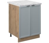 Vicco mueble bajo de cocina fame-line, azul claro-gris, 60 cm , et mármol