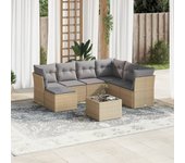 Conjunto de muebles de jardín de ratán beige de 8 piezas con cojines vidaxl