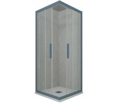 Mampara de ducha angular deslizante 70x110 cm de pvc azul marino h 200 vidrio transparente mod. kolors
