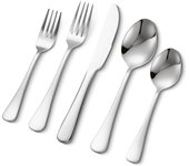 Vevor juego de cubiertos 30 piezas, cubertería acero inoxidable alimentario, acabado espejo, lavable en lavavajillas, cuchillo, tenedor, para cocina