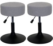 Lote de 2 taburetes hwc-c22, taburete de maquillaje, altura regulable giratorio ø 37cm tejido bouclé 450g/m² mvg ~ gris