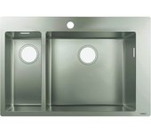 Fregadero encastrable 1 seno y medio hansgrohe s71 450 sin desagüe de acero inoxidable
